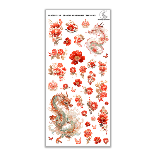 Dragon Year Dragons and Florals ✧ Decorative Kit